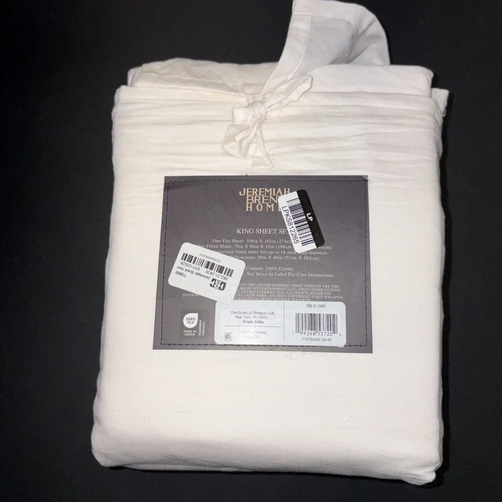 Jeremiah Brent Home Cotton Sateen Weave  4 Piece Sheet Set Size King 20726